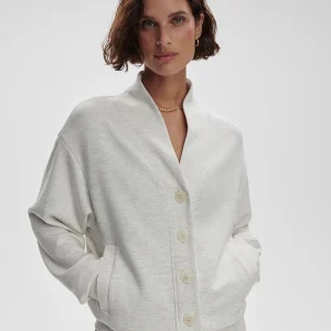 CELESTE BUTTON THROUGH SWEAT - IVORY MARL