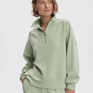 HAWLEY HALF ZIP SWEAT - SNOW SAGE