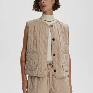 KARLA QUILTED GILET - LIGHT TAUPE