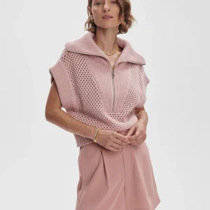 MILA HALF ZIP KNIT - PALE MAUVE