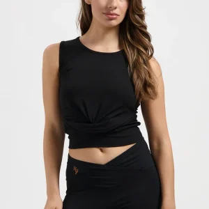 Veyra Cropped Yoga Tank - Onyx Black