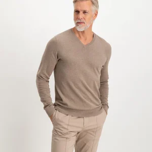 BOB V NECK - TAUPE MELANGE