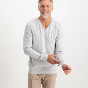 BOB V NECK - WHITE MELANGE