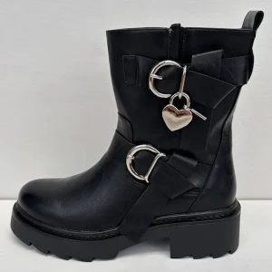 Stoere leatherlook boots zwart