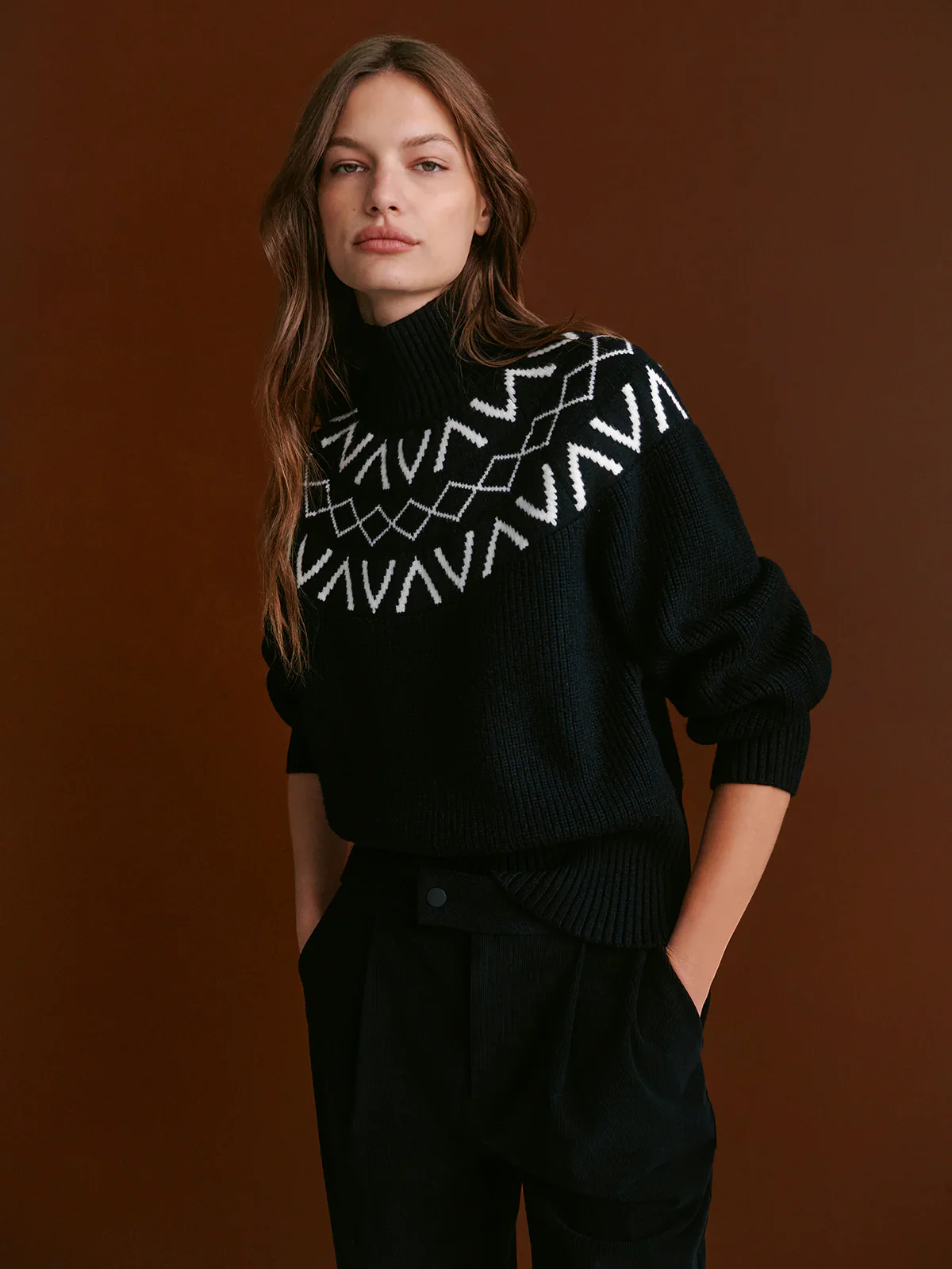 MARCIE FAIRISLE YOKE KNIT - BLACK - Afbeelding 2