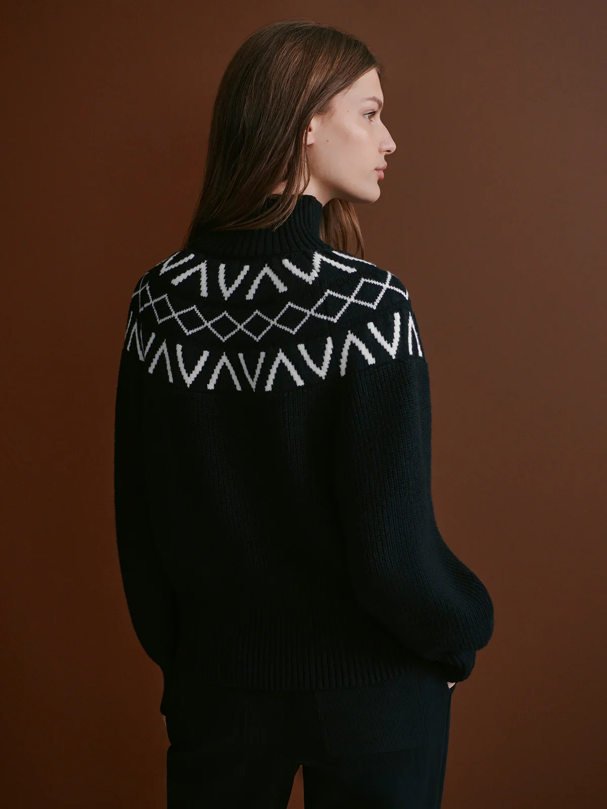 MARCIE FAIRISLE YOKE KNIT - BLACK - Afbeelding 4