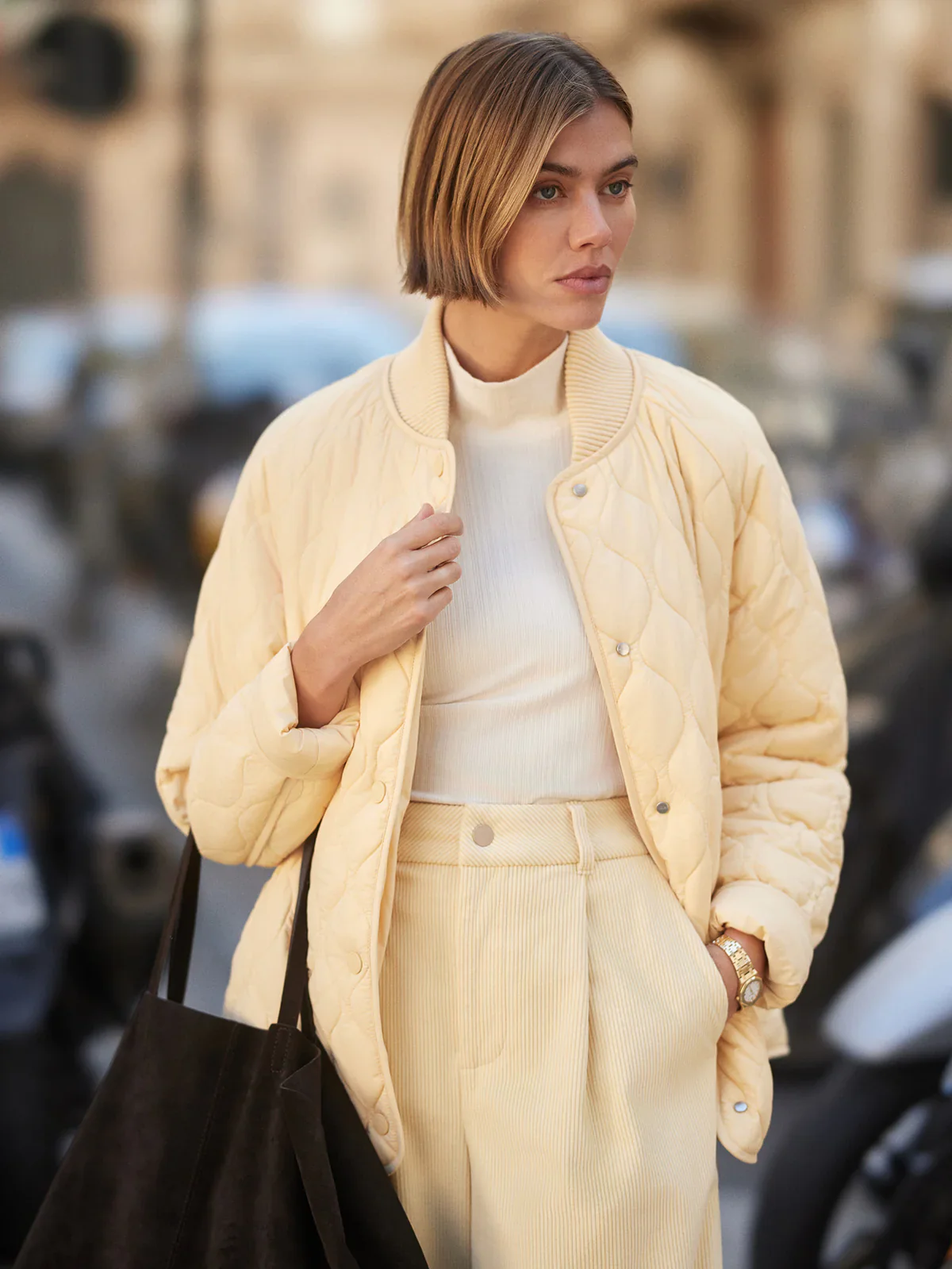 LUCA QUILTED JACKET - REED YELLOW - Afbeelding 4