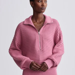TARA POINTELLE HALF ZIP - FOXGLOVE