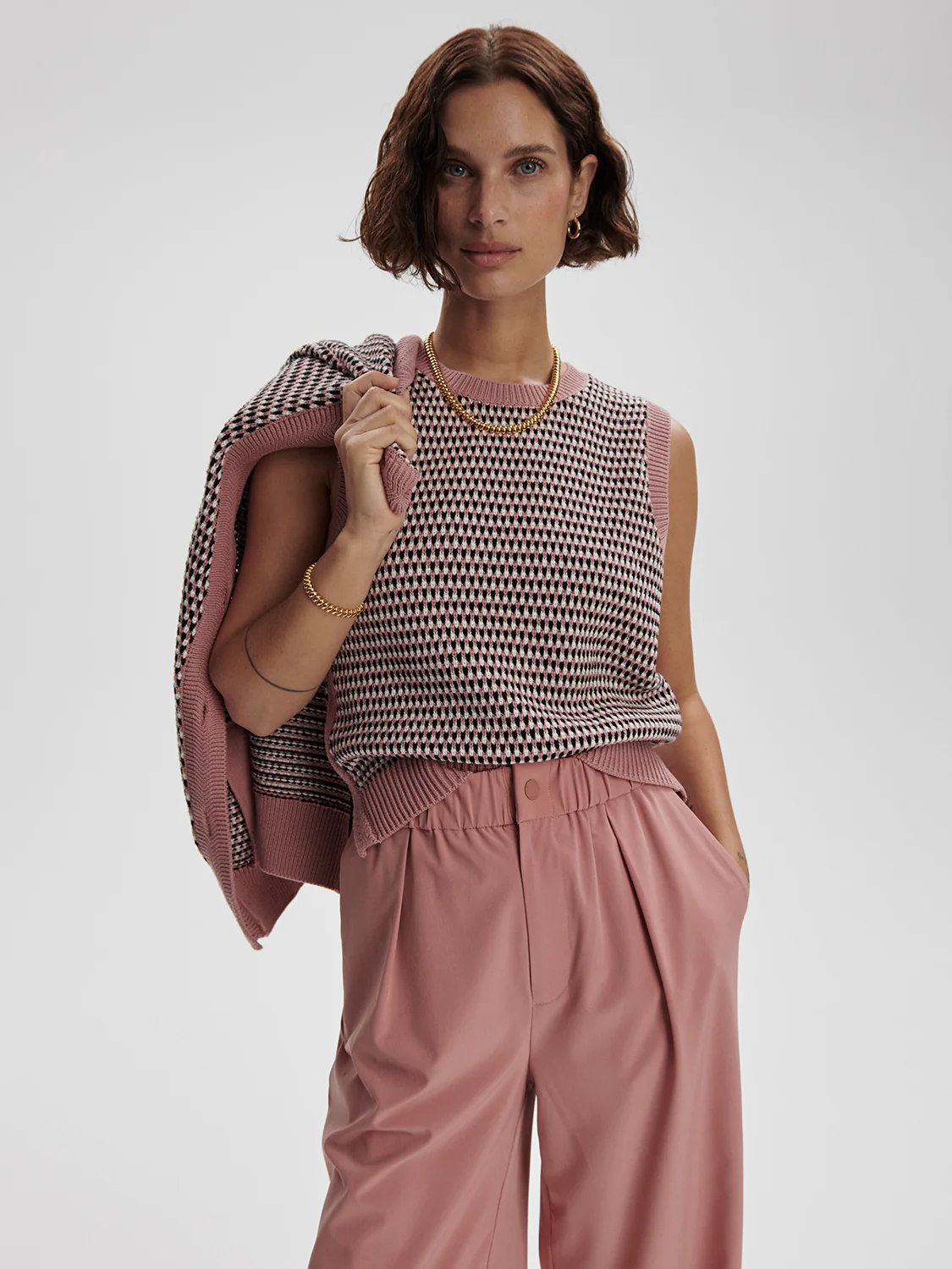 KNOWLES TEXTURED KNIT VEST - WOODROSE MULTI STITCH - Afbeelding 2