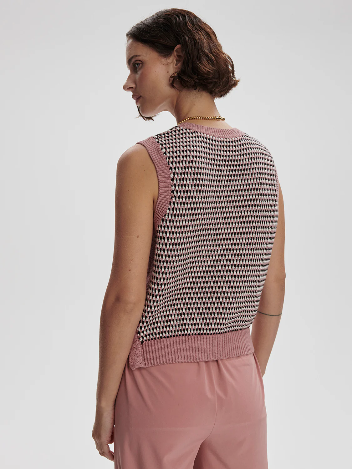 KNOWLES TEXTURED KNIT VEST - WOODROSE MULTI STITCH - Afbeelding 3