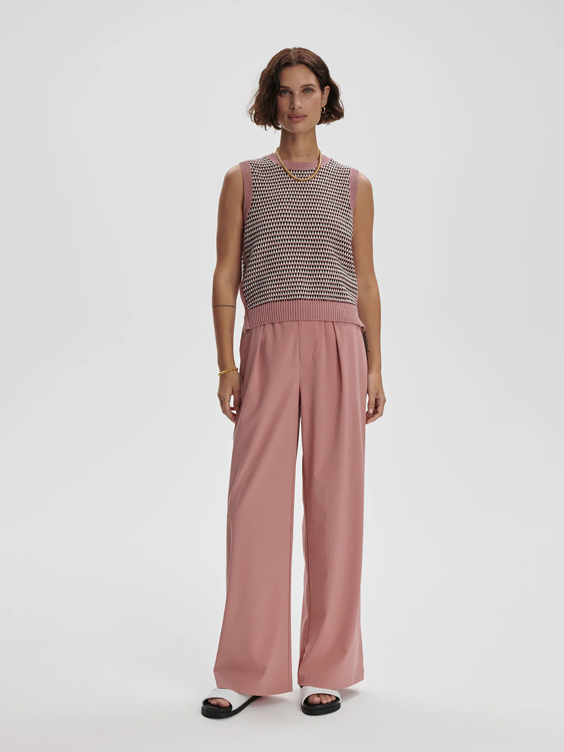 KNOWLES TEXTURED KNIT VEST - WOODROSE MULTI STITCH - Afbeelding 4