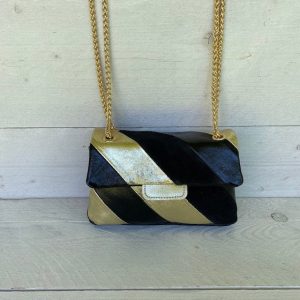 Leather Rainbow Metallic tas goud zwart